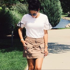 BURBERRY TEE WITH RUFFLED SLEEVES